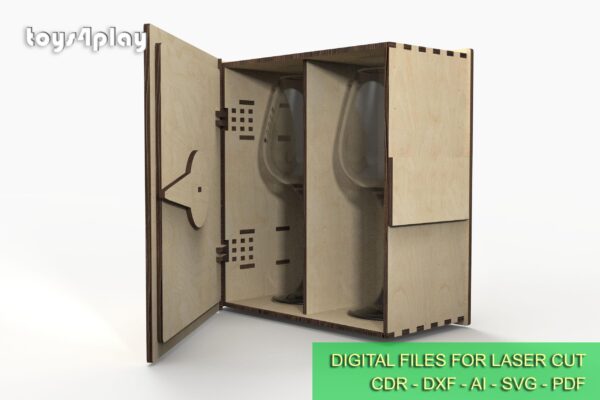 Laser Cut Wooden Book Box for 2 Glasses, Keepsake Box with a celtic ornament - Image 2
