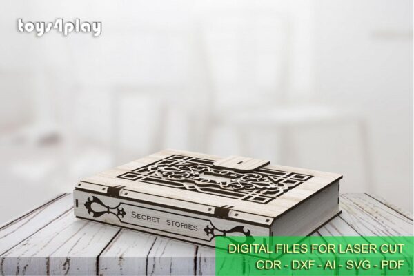 Wooden book box, jewelry box wood, laser cut files, Gift box, Digital product - Image 5