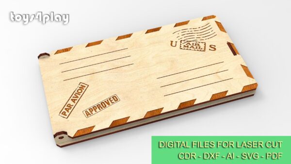 Cash envelope, gift box 2, 4 sizes, gift envelope. Digital files for laser cut