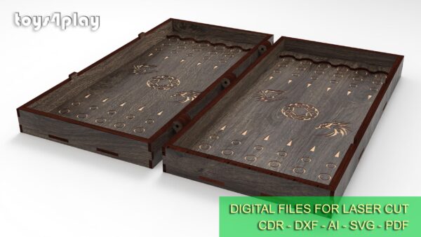 Backgammon set 2, board game, table game, laser cut files, Digital product - Image 4
