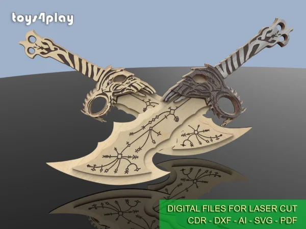 Kratos Blades Of Chaos, God of War Blades of Chaos Sword Twin Blades. Laser cut files