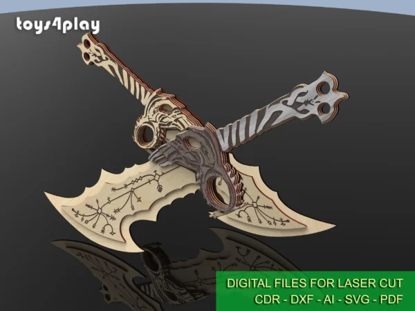 Kratos Blades Of Chaos, God of War Blades of Chaos Sword Twin Blades. Laser cut files - Image 2
