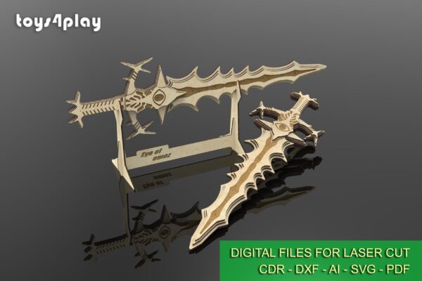 Wooden sword Eye of Omoz Replica - Level Up Your Cosplay Game. Laser cut files