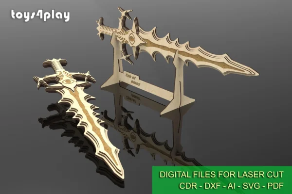 Wooden sword Eye of Omoz Replica - Level Up Your Cosplay Game. Laser cut files - Image 2