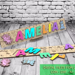 Laser Cut Custom Wooden Name Puzzle for Baby - New Baby Gift, baby shower gift, DIGITAL files
