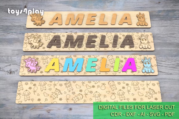 Laser Cut Custom Wooden Name Puzzle for Baby - New Baby Gift, baby shower gift, DIGITAL files - Image 7