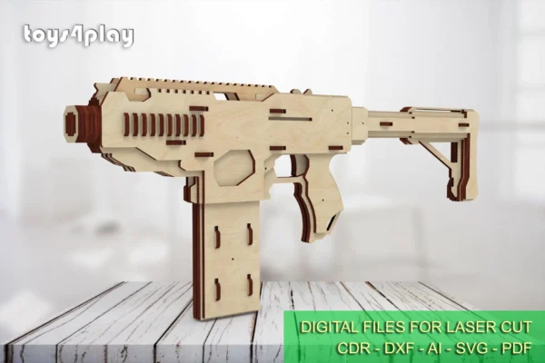 Rubber band gun like uzi, 1st from 4 and targets. Laser cut files - Image 2