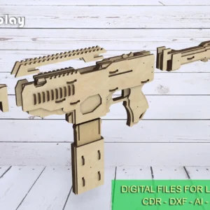 Rubber band gun like uzi, 1st from 4 and targets. Laser cut files