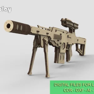 Rubber band gun like sniper rifle, 3rd from 4 and targets. Laser cut files