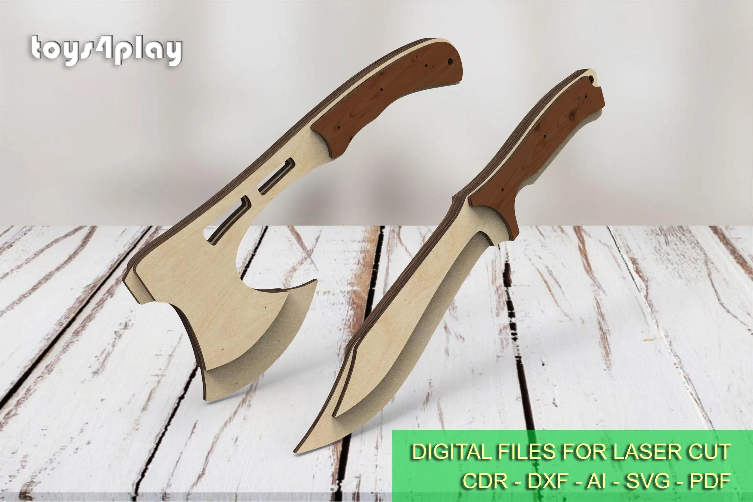 Camping Hatchet & Hunting Knife Bowie. Laser cut files