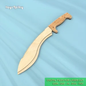 Wooden Toy Knife Kukri, wooden kukri machete. Laser cut files