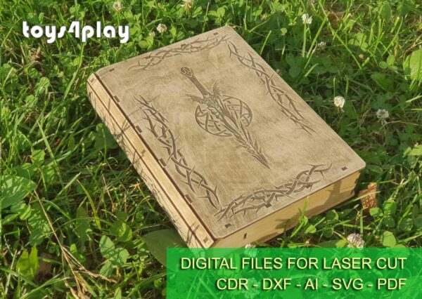 Laser Cut Book Box SVG, Tarot Box Template for Engraving, Wooden Storage Box 2 Sizes - Image 3