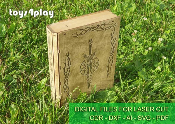 Laser Cut Book Box SVG, Tarot Box Template for Engraving, Wooden Storage Box 2 Sizes