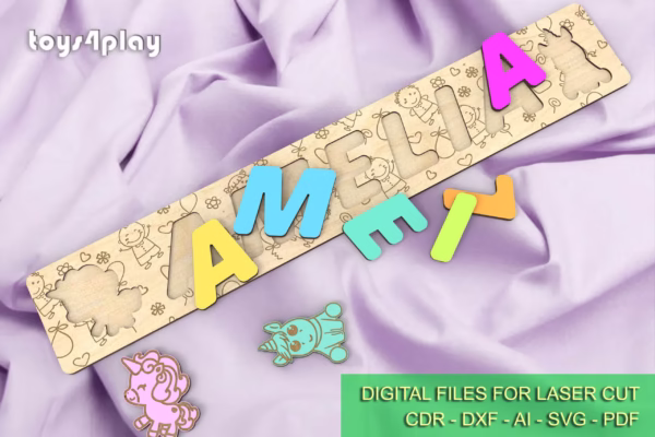 Laser Cut Custom Wooden Name Puzzle for Baby - New Baby Gift, baby shower gift, DIGITAL files - Image 6