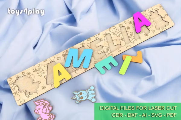 Laser Cut Custom Wooden Name Puzzle for Baby - New Baby Gift, baby shower gift, DIGITAL files - Image 5