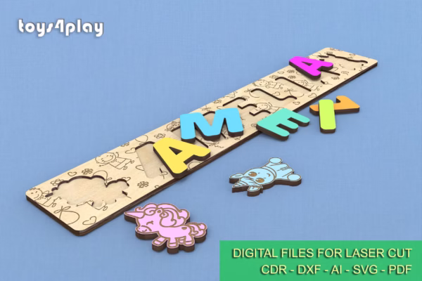 Laser Cut Custom Wooden Name Puzzle for Baby - New Baby Gift, baby shower gift, DIGITAL files - Image 4