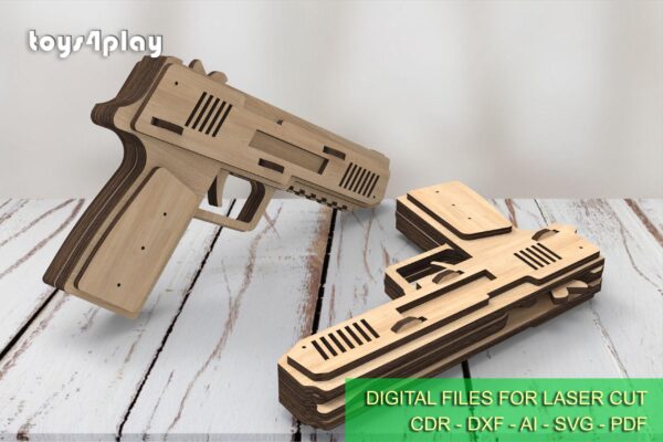 Rubber band gun with a cross and targets. Laser cut files - Image 2