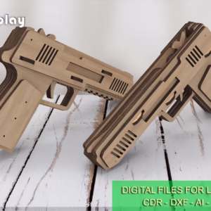 Rubber band gun with a cross and targets. Laser cut files