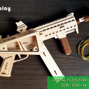 Wooden Universal Machine Pistol like UMP40 and targets. Laser cut files