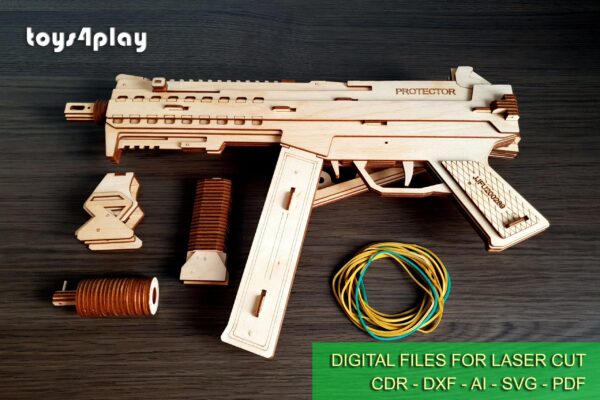 Wooden Universal Machine Pistol like UMP40 and targets. Laser cut files - Image 4