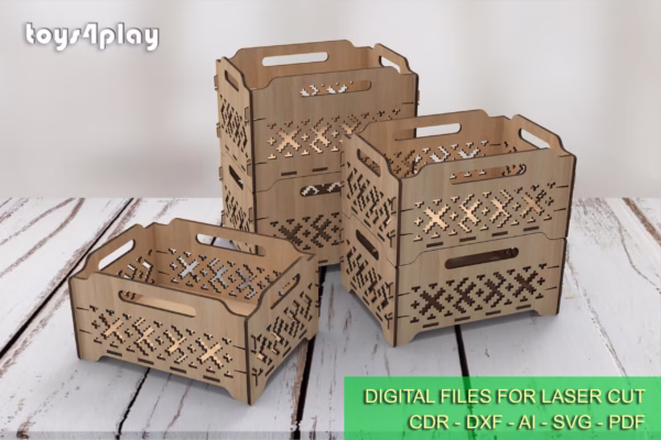 Wooden storage box 03 svg, 2 sizes, keepsake box, organizer, Glowforge laser cut file - Image 4