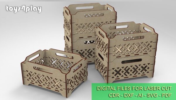 Wooden storage box 03 svg, 2 sizes, keepsake box, organizer, Glowforge laser cut file - Image 3