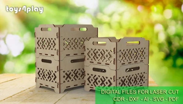 Wooden storage box 03 svg, 2 sizes, keepsake box, organizer, Glowforge laser cut file - Image 2