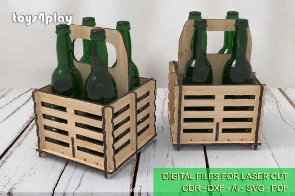 Beer Lover's Dream: Laser Cut Bottle Holder (4 Bottle Capacity) - Digital Files - Image 3