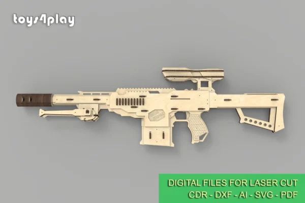 Rubber band gun like sniper rifle, 3rd from 4 and targets. Laser cut files - Image 5