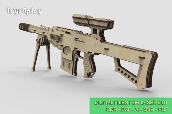 Rubber band gun like sniper rifle, 3rd from 4 and targets. Laser cut files - Image 3
