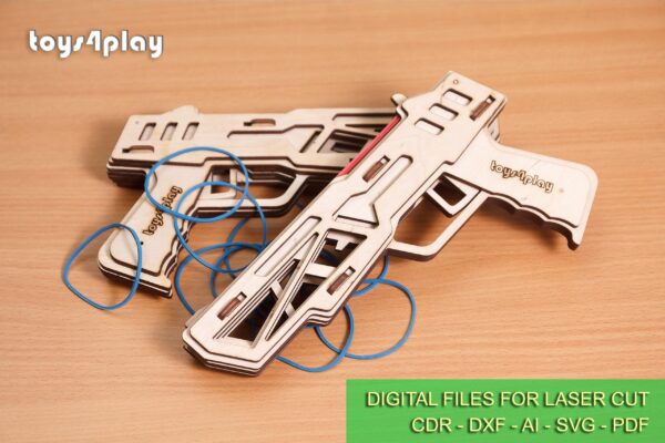 Wooden rubber band gun and targets. Laser cut files - Image 5