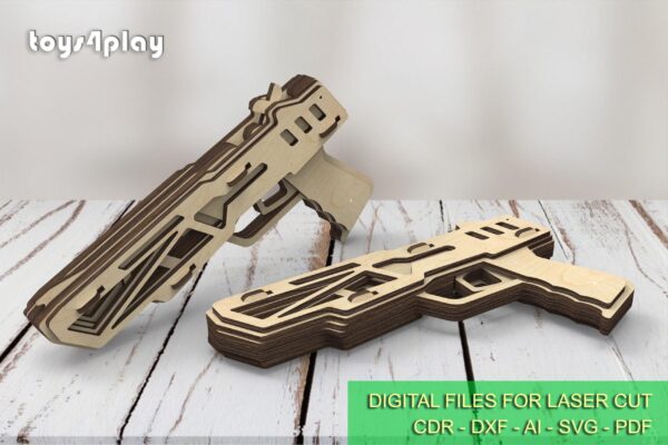 Wooden rubber band gun and targets. Laser cut files - Image 6