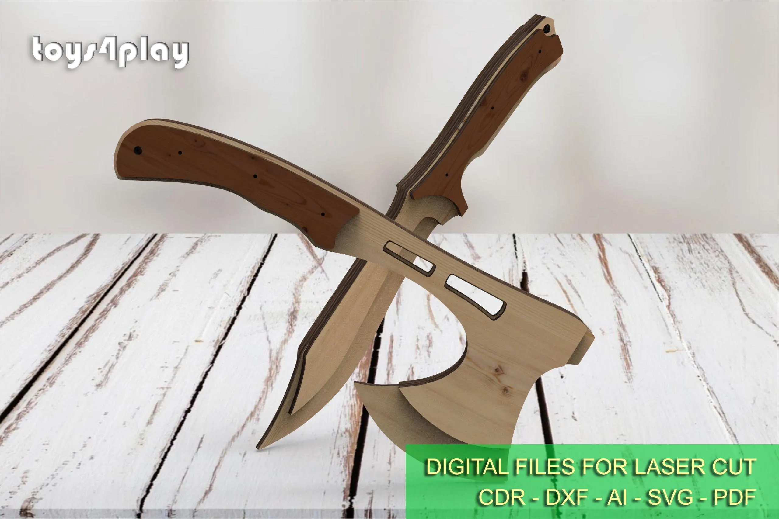 Camping Hatchet & Hunting Knife Bowie. Laser cut files - Image 3
