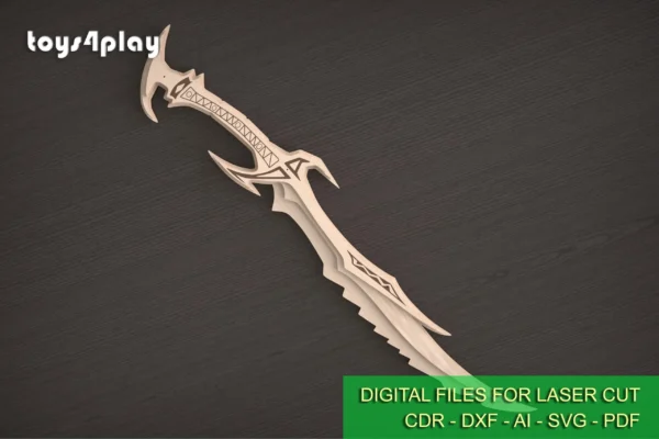 Digital Files Daedric Sword, Skyrim Weapon, Cosplay. Laser cut files