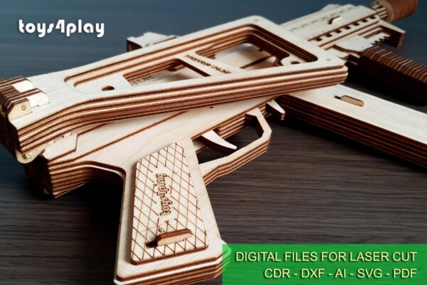 Wooden Universal Machine Pistol like UMP40 and targets. Laser cut files - Image 5