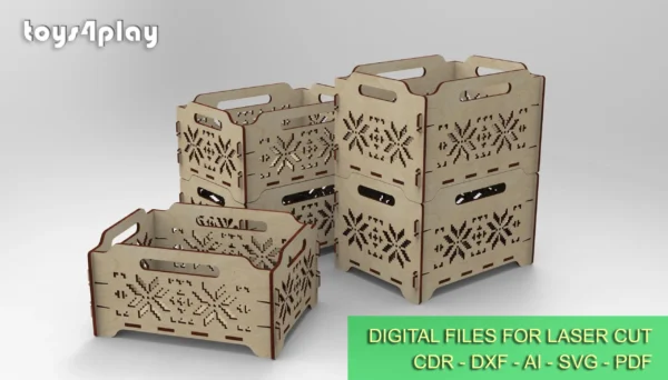 Wooden storage box svg, 2 sizes, keepsake box, organizer, Glowforge laser cut file - Image 2