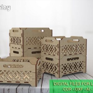 Wooden storage box 03 svg, 2 sizes, keepsake box, organizer, Glowforge laser cut file