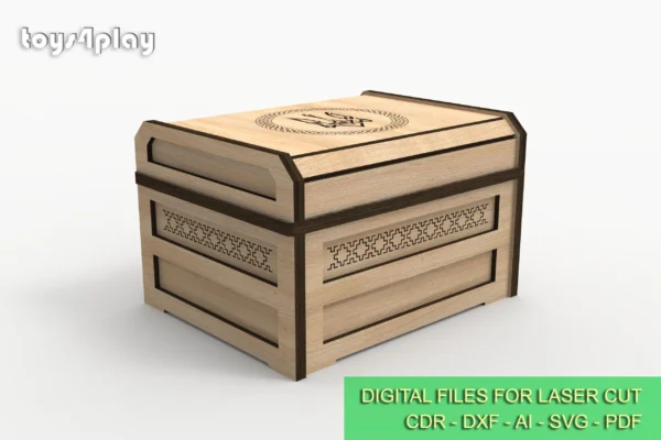 Wood Jewelry Gift Box Laser File: Deck Box Digital Files for Crafting Enthusiasts - Image 3