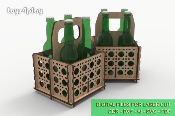 Beer Lover's Dream: Laser Cut Bottle Holder v2.0 (4 Bottle Capacity) - Digital Files - Image 2