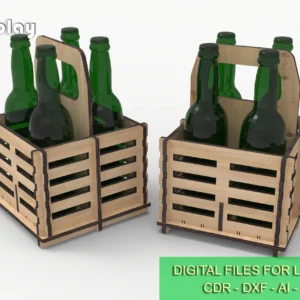 Beer Lover's Dream: Laser Cut Bottle Holder (4 Bottle Capacity) - Digital Files