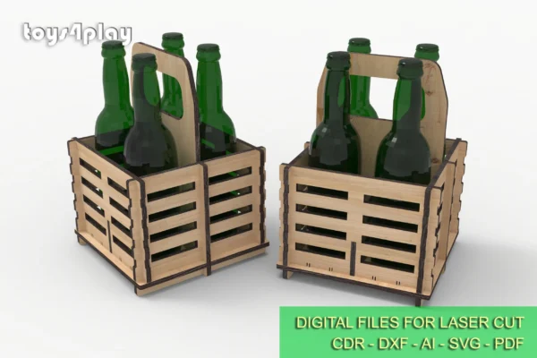 Beer Lover's Dream: Laser Cut Bottle Holder (4 Bottle Capacity) - Digital Files