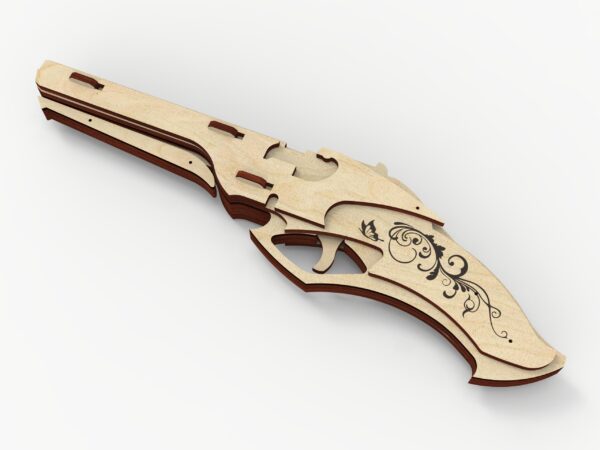 Vintage wooden pistol, rubber band gun and targets. Laser cut files - Image 6